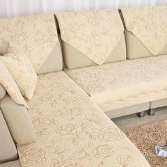 家居沙发垫 布艺皮沙发坐垫 田园绣花绗缝沙发罩沙发巾定做防滑