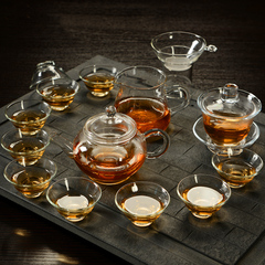 连连旺 玻璃功夫茶具 整套家用茶具 茶壶茶海盖碗品茗杯