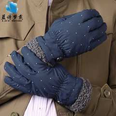冬季男士手套双层加厚加绒分指手套冬天外出骑车防滑安全保暖手套