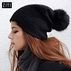 ZIYI新款6系韩国针织帽女冬天羊毛包头帽时尚百搭球球毛线帽