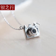 银之行S925相机银项链女锁骨链学生日韩风手工饰品 生日礼物