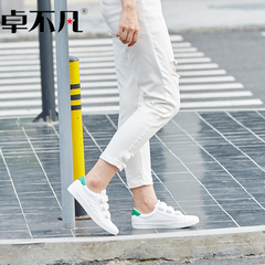 卓不凡夏季新款学生韩版低帮鞋女式扣带小白鞋学院风休闲板鞋PU款