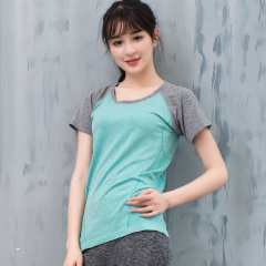 韩国运动弹力时尚短袖 跑步T恤健身瑜伽服修身速干休闲紧身衣夏女