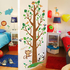 超大儿童房宝宝动物大树身高墙贴画卧室客厅可移除装饰自粘墙壁纸
