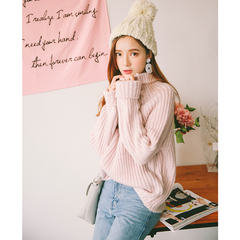 2016冬装新款宽松高领套头毛衣女装外套韩版纯色针织衫毛线衣学生