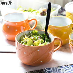 jarsun家尚 创意陶瓷保鲜碗泡面碗带盖勺筷子 微波炉家用学生饭盒