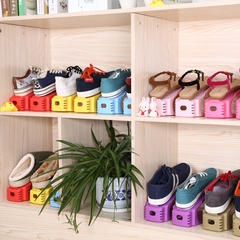 纳美嘉韩式一体式创意鞋托塑料双层收纳鞋架 鞋柜收纳架10只装
