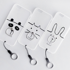 苹果6s手机壳卡通创意iPhone6手机套透明简约6plus个性挂绳指环se