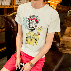 夏季青少年短袖t恤中学生韩版修身薄款半袖卡通人物体恤男士潮男T
