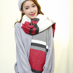围巾女冬季新款韩版毛线针织长款保暖围脖披肩条纹学生女士围巾