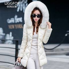 LIGGFOP2016秋冬季新款棉衣女 中长款修身显瘦保暖毛领棉袄服外套