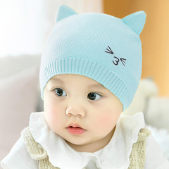 婴儿帽子0-3-6个月新生儿宝宝套头帽春秋款胎帽男女童韩国睡觉帽