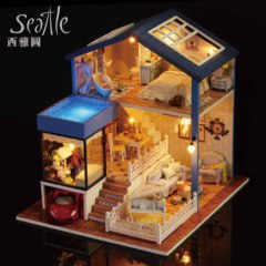 智趣屋diy小屋西雅图别墅 手工制作小房子拼装建筑模型玩具礼物
