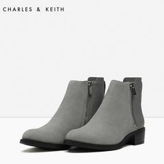 CHARLES&KEITH 及踝靴 CK1-90300295 拼接拉链加绒 短靴女