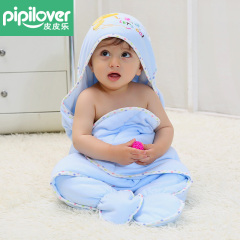 皮皮乐 棉婴儿新生儿抱被 秋冬夹棉包被套头 宝宝用品保暖