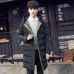 H．N．F冬季新款棉衣男士中长款外套韩版修身连帽棉袄加厚青年