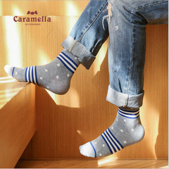 CARAMELLA2016秋冬新品男袜 美国星星男士中筒棉袜 休闲运动袜子