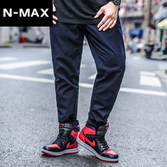 NMAX大码男装潮牌春装新款收脚休闲长裤加肥加大宽松男士运动裤子