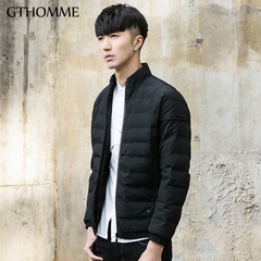 gthomme2017春季新款男士短款棉衣青年立领韩版修身纯色棉服外套