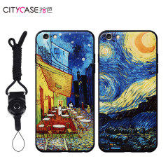 citycase 苹果6s手机壳油画文艺iphone6保护套plus个性挂绳潮男女