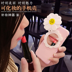 苹果7手机壳韩国山茶花镜子iphone7plus简约女款保护套硅胶防摔新