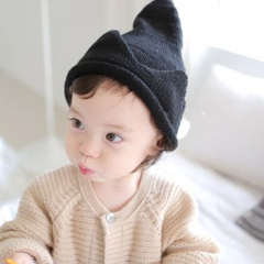 婴儿毛线帽韩版针织帽男童女童宝宝皇冠奶嘴套头帽秋冬保暖帽子