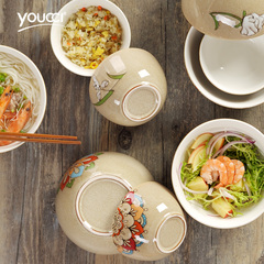 youcci悠瓷 创意手绘中国风米饭碗小陶瓷碗 家用吃饭碗面碗小汤碗