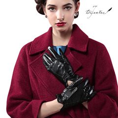 蒂凡雪秋冬季女士触摸屏山羊皮分指手套时尚保暖加绒开车真皮手套