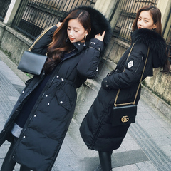 SZ＆ZA冬季新款韩版女装长款修身连帽加厚羽绒服女