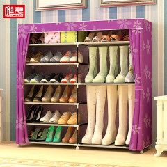 唯良简易鞋柜 鞋架多层特价铁艺双排收纳防尘布鞋柜现代简约组装