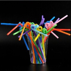 DIY造型吸管 一次性彩色吸管饮料果汁吸管食品级塑料细吸管 100支