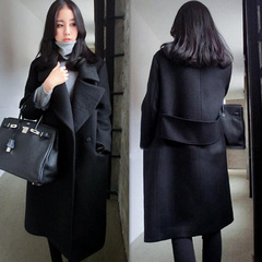 韩国代购2015冬季新款韩版女装呢子大衣加厚中长款羊毛呢外套