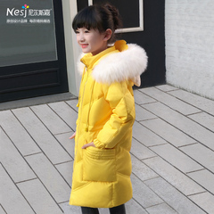 女童羽绒服童装2016新款冬季中长款加厚连帽长袖韩版儿童外1