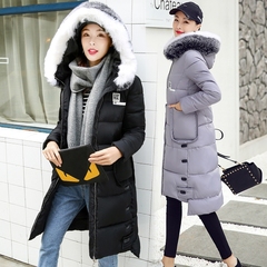 冬装新款韩国女装棉衣女中长款大毛领修身显瘦棉服加厚外套女
