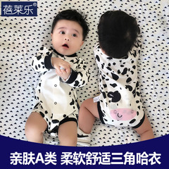 婴儿连体衣服男女宝宝秋季6长袖三角哈衣新生儿睡衣0岁1纯棉3个月