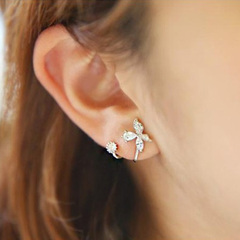 欧维希 简约925银耳钉 女韩版时尚银耳针蝴蝶耳夹耳环耳饰品