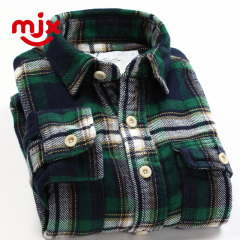 MJX秋冬季新款纯棉格子衬衫加厚长袖法兰绒休闲全棉修身男衬衣