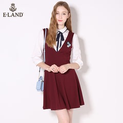 ELAND衣恋新品学院风V型领背带裙EEOM63751M专柜正品