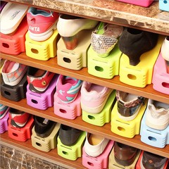 创意家居日韩式加厚一体式可调节鞋托收纳架简易塑料双层鞋架鞋托
