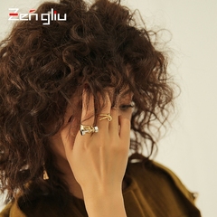韩国夸张装饰戒指女镀彩金色个性食指环饰品戒子潮人情侣刻字戒指