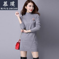 2016冬季新款针织毛衣中长款纯色长袖打底衫加厚修身显瘦韩版女装
