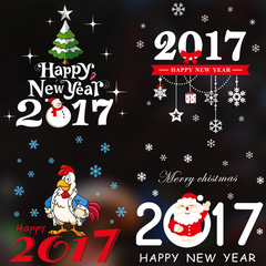 2017新年玻璃贴纸圣诞元旦装饰双面墙贴春节窗花鸡年橱窗贴画门贴