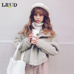 LRUD2016冬季女装韩版茧型宽松立领百搭外套女长袖休闲夹棉短外套