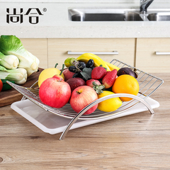 尚合 大号304不锈钢水果篮欧式创意沥水果盘客厅装饰果盆收纳篮