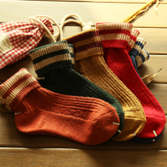 5双装中筒翻边复古女袜子冬季羊毛袜保暖女袜堆堆袜森系袜子靴袜