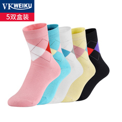 VKWEIKU【5双盒装】竹纤维女士袜子 多彩年轻秋冬短袜