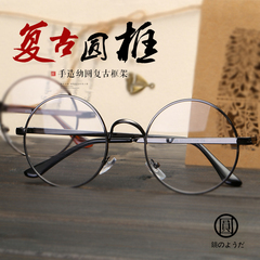 复古眼镜框女款潮韩版圆形近视眼镜架配成品眼睛男全框金属平光镜