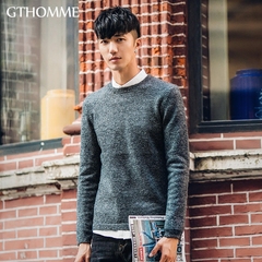 gthomme2016冬季新款男士毛衣青年韩版修身套头圆领针织衫潮男装
