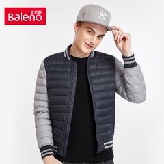Baleno/班尼路 休闲拼接收口袖立领羽绒男 青年秋季棒球领外套