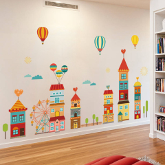 大型儿童房卡通城堡装饰品墙贴纸可爱卧室幼儿园走廊自粘墙纸贴画